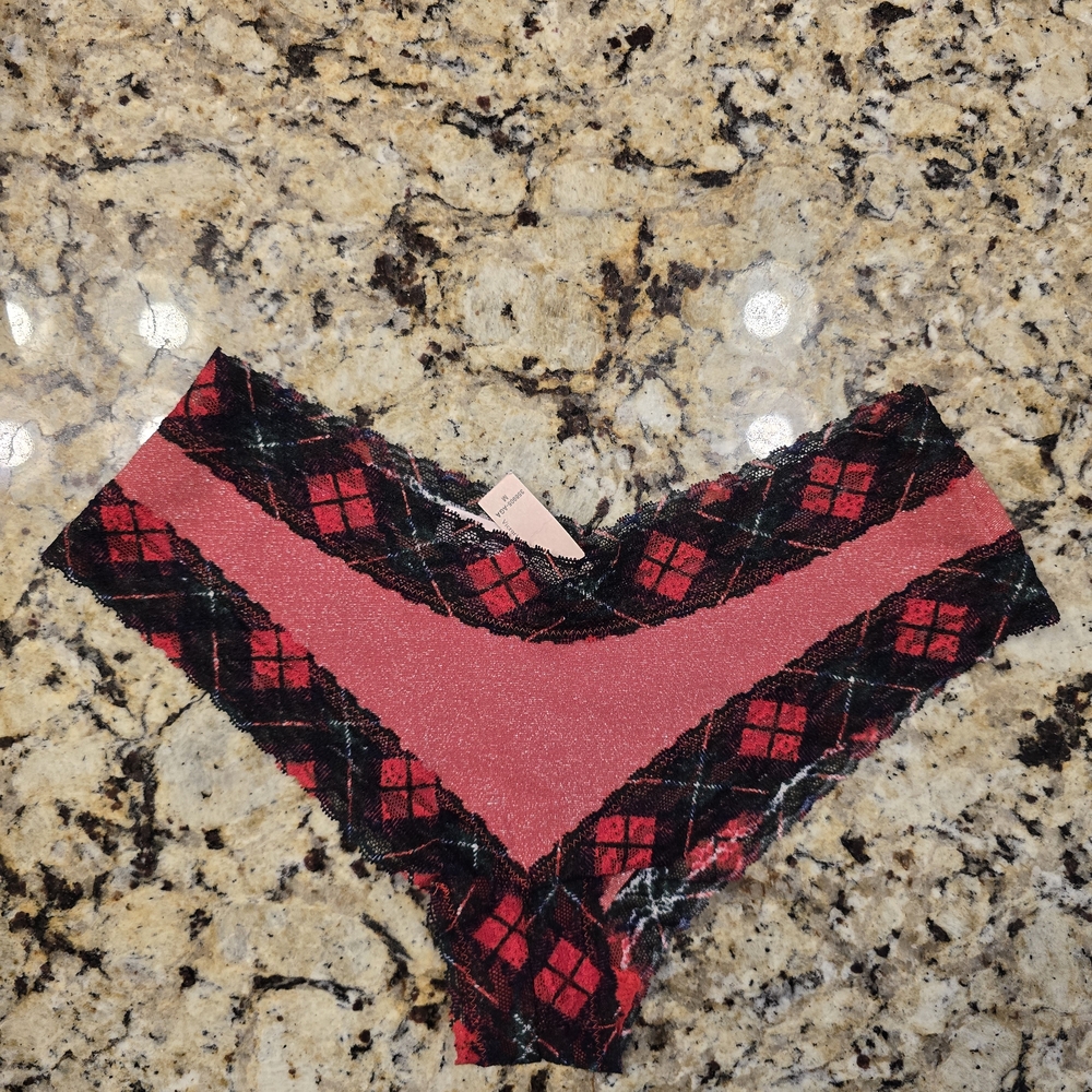 PINK Victoria's Secret Red and Black Plaid Panties